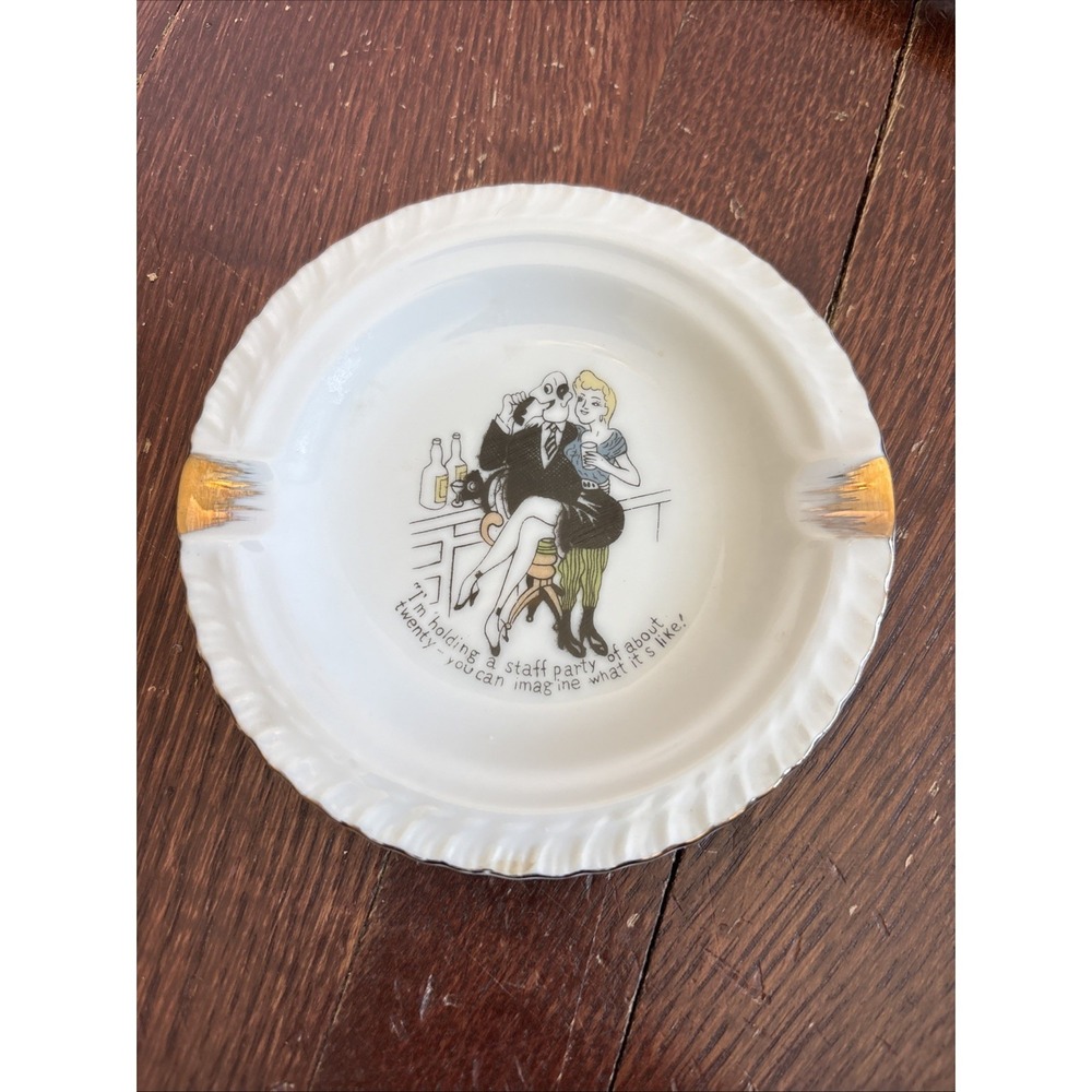 Vintage Naughty Ashtray "Staff Party"Japan Adult Humor Risque